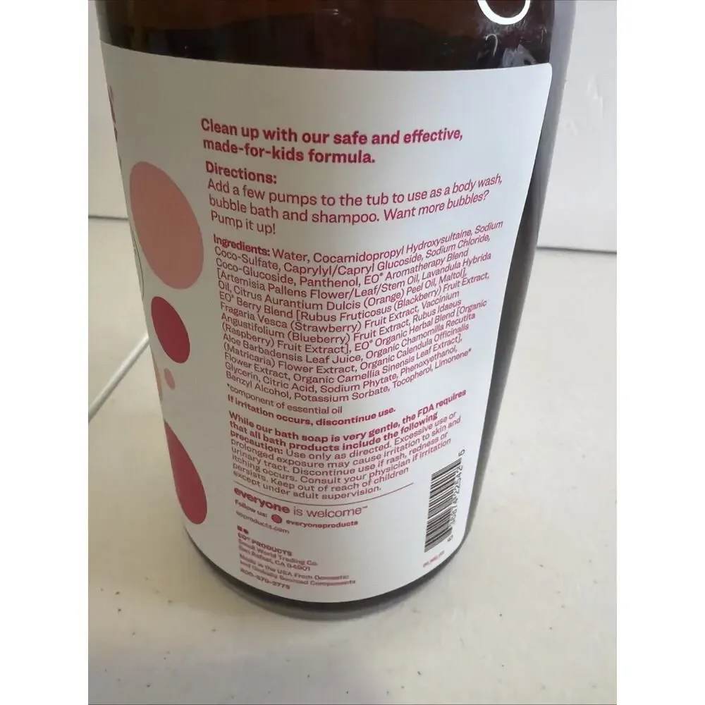 Everyone 3in1 Kids Soap Berry Blast Body Wash Shampoo Bubble Bath 32oz NEW